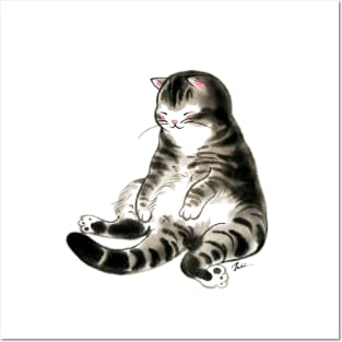 cat, lovely, cute, animal, kitten, ink Posters and Art